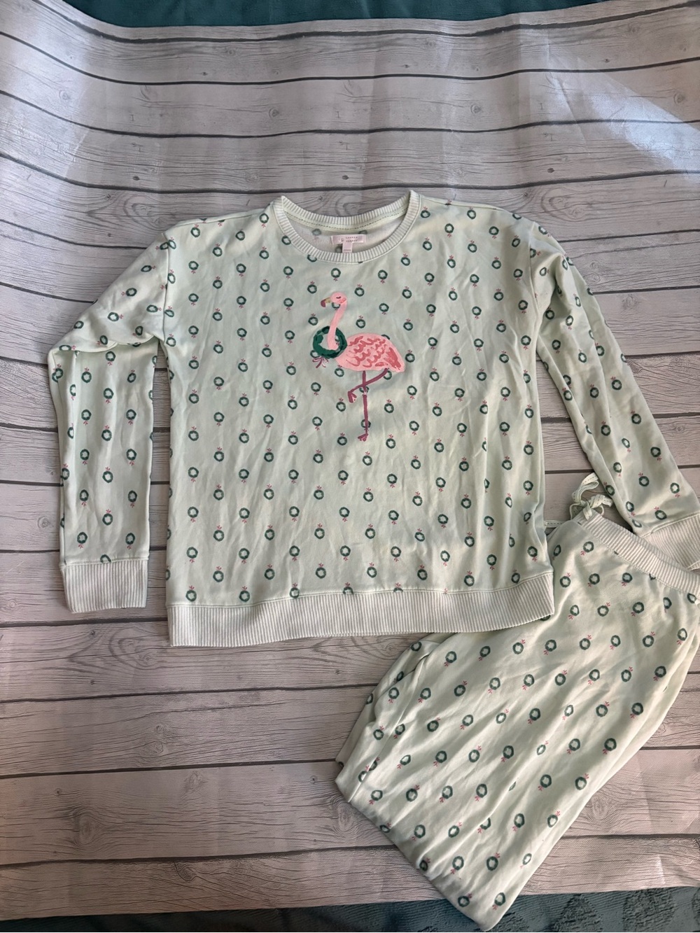 LC Lauren Conrad Mint Pajama Set with Pink Flamingo